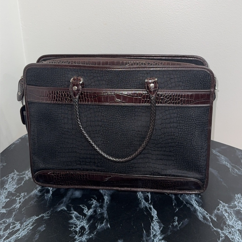 BRIGHTON Martha Bag Briefcase Bag Laptop IPad Large Bag Black Brown AUTHENTIC - Picture 8 of 16